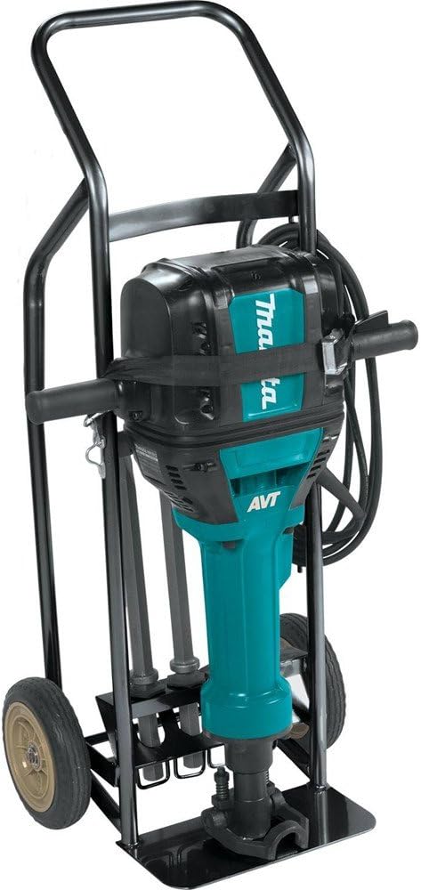 Advanced AVT Breaker Hammer with 1-1/8" Hex, 4-Piece Steel Set and Premium Cart, 70 lb