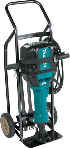 Advanced AVT Breaker Hammer with 1-1/8" Hex, 4-Piece Steel Set and Premium Cart, 70 lb